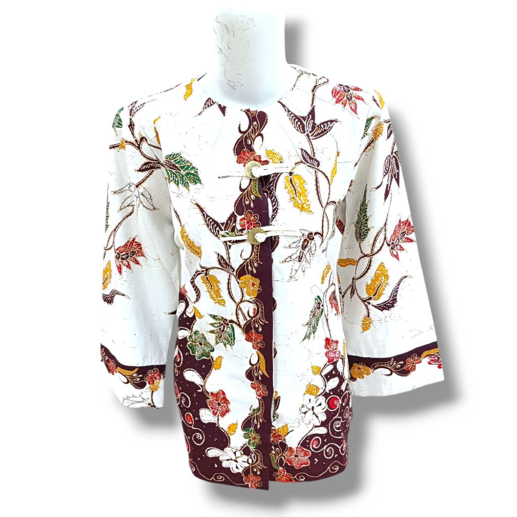 Blus batik lapisan trikot motif serat kayu