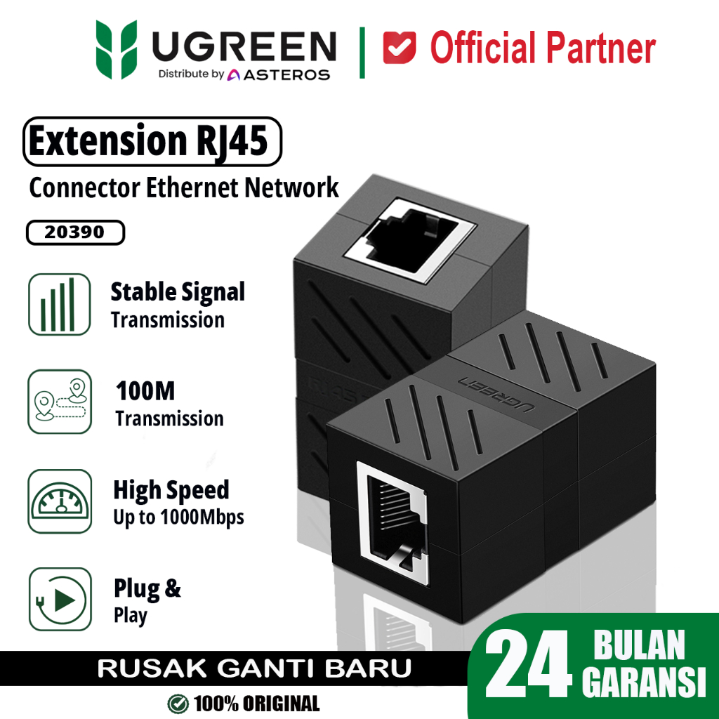 UGREEN Splitter RJ45 Ethernet Connector Network LAN UGREEN Adapter Barel - 20390