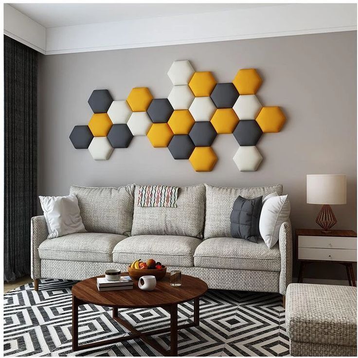 Headboard Dinding Hexagon Minimalis Panel Dempul Estetik & Kedap Suara