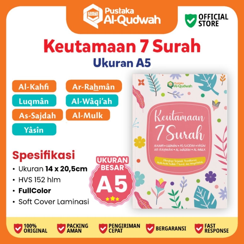BEST SELLER Keutamaan 7 Surah Pilihan A5 || Surah mustajab | Surah Al Quran | Buku Muslimah | Buku K