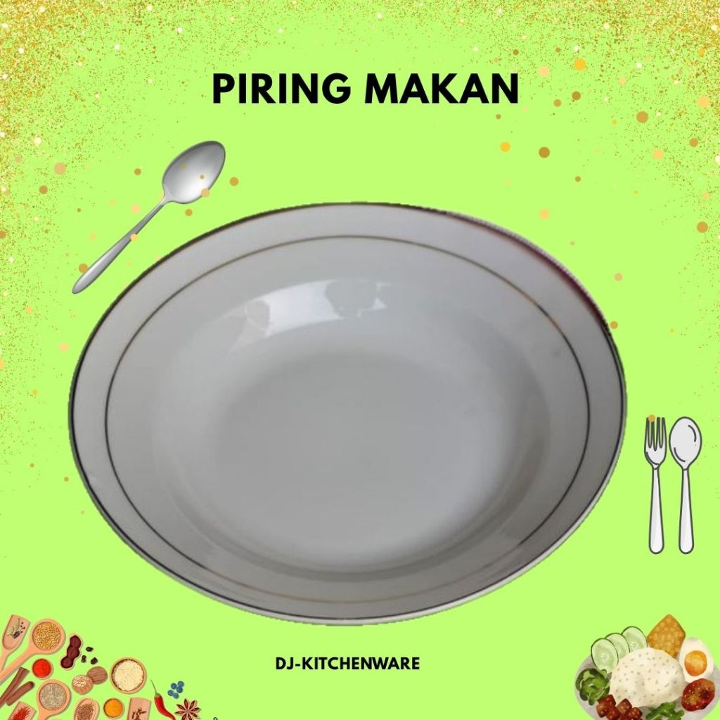 DYNASTY Piring Keramik Makan BULAT LIST EMAS Piring Makan Keramik Cantik Aesthetic