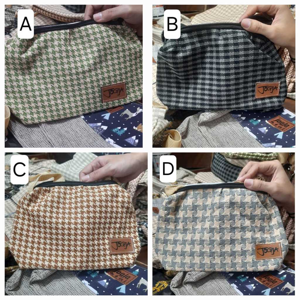 SUPLIER JOGJA / Tas slempang goni resleting oleh oleh jogja