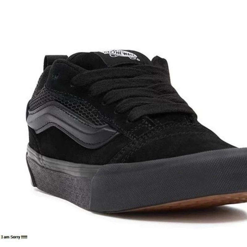 Knu Skool Premium Tali Gemuk Hitam Polos Unisex Sepatu Skena Ootd Trandy Full Black Pria Wanita