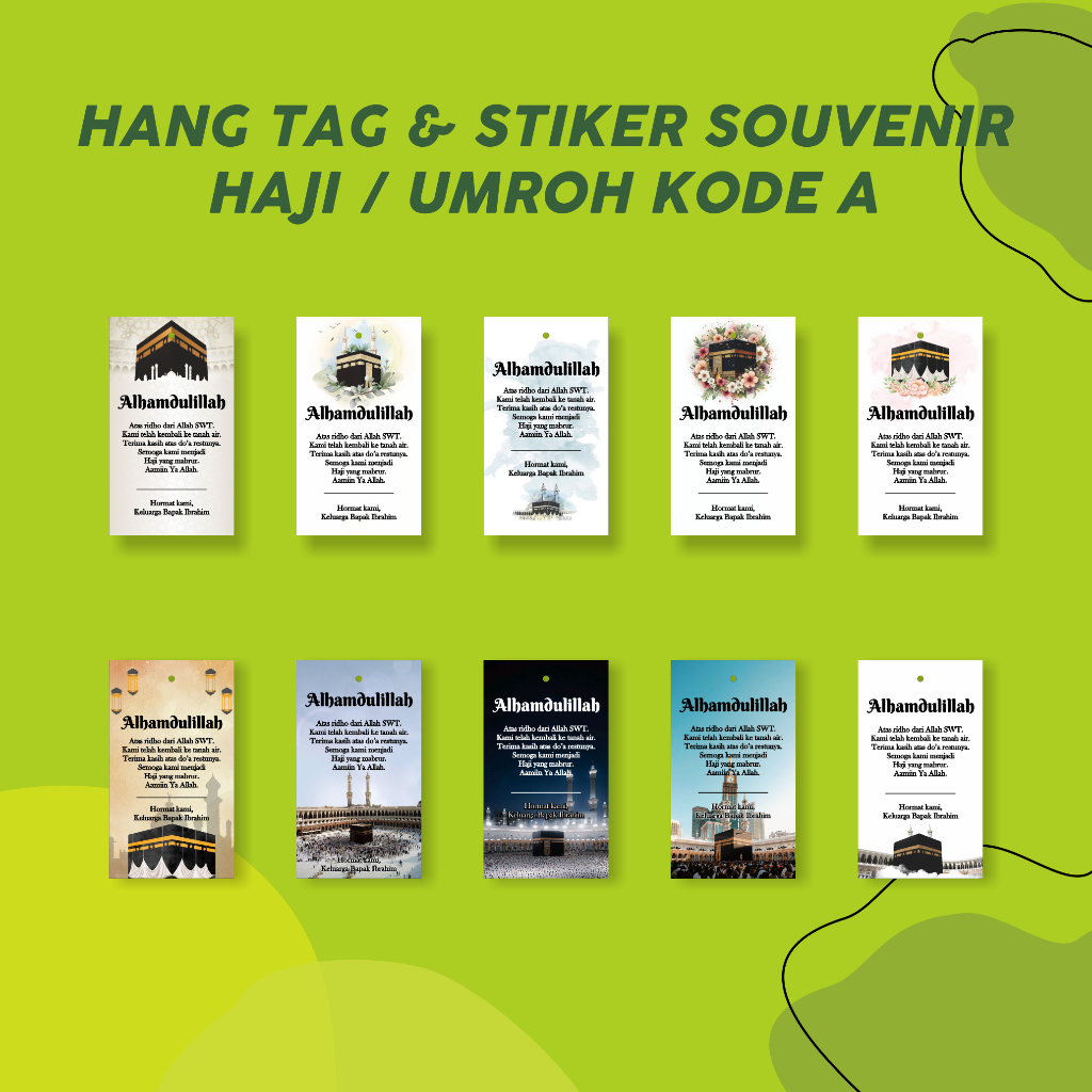 HANG TAG DAN STIKER SOUVENIR HAJI / UMROH , UCAPAN HAJI/UMROH KODE A