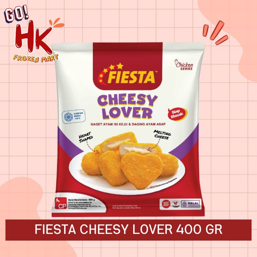 

Fiesta Cheesy Lover 400gr | Chicken Nugget isi keju lumer naget ayam Premium HK Frozen Mart