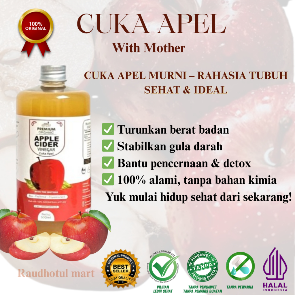 

Cuka Apel 100% Murni Original With Mothet Untuk Kesehatan Alami Kualitas Terjamin