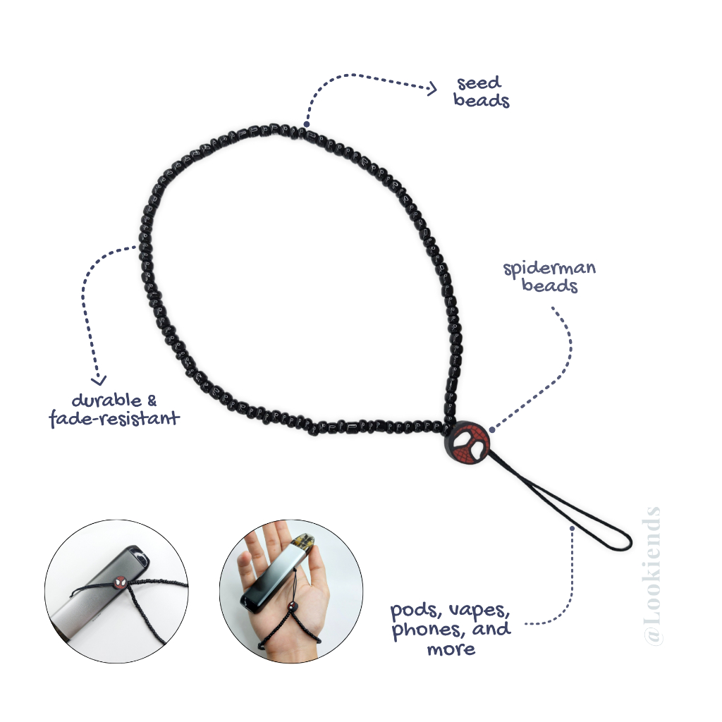 Spider-Link Black Stealth – Multifunctional Pod, Vape, Phone Strap & Keychain Wrist Holder // Gelang