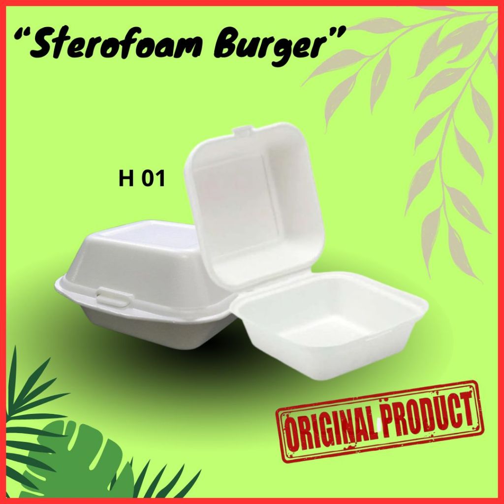 STEROFOAM BURGER KCS H01 STYROFOAM BURGER GABUS MAKAN  TEMPAT MAKAN STEROFOAM KOTAK MAKAN