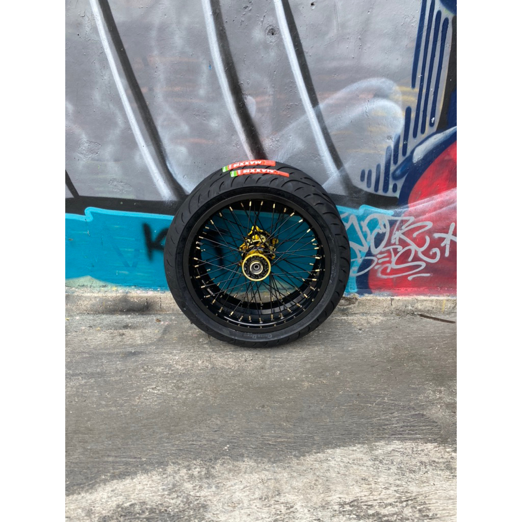 VELG SET RODA SUPERMOTO KLX DTRACKER 215/250 SET BAN MAXXIS