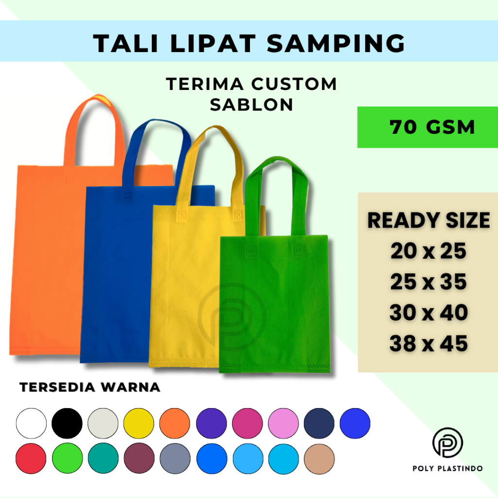 

Goodie Bag Tas Belanja Tas Spunbond Handle Samping Tas Tali Lipat Samping Handle BagReadystock - Polos