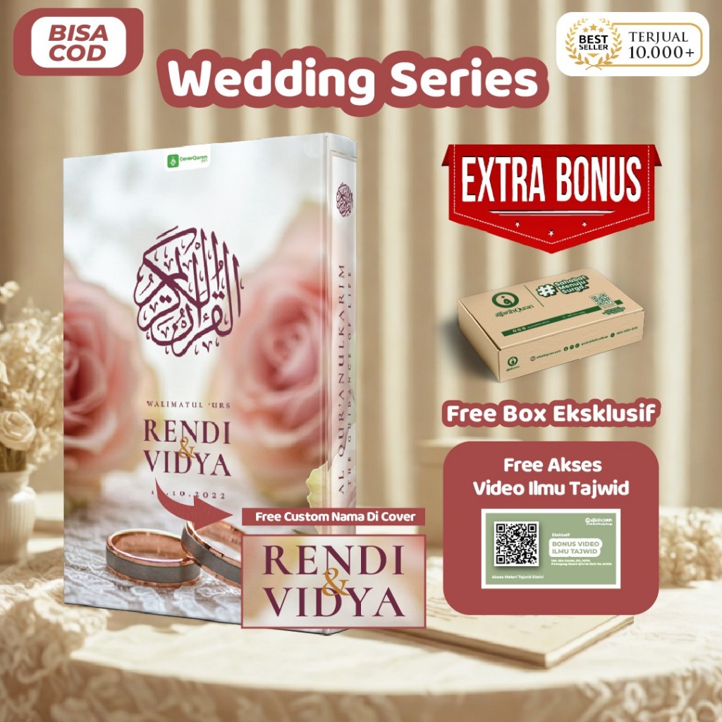 Al Quran Custom Cover Tulis Nama Ucapan Quotes | Quran Wedding | Quran Hadiah | Quran Couple