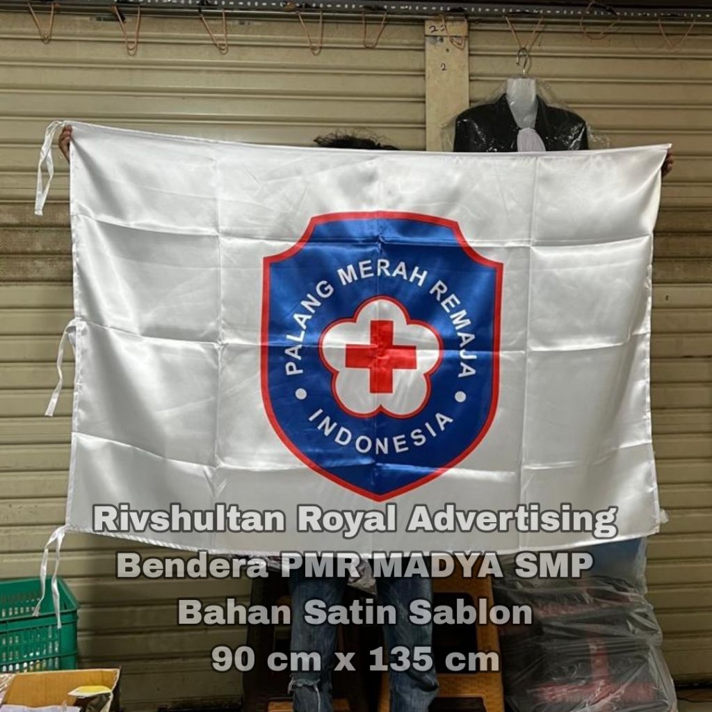 

Bendera PMR Bendera Palang Merah Remaja Ukuran 90 cm x 135 cm Bahan Satin Stock Ready Berkualitas