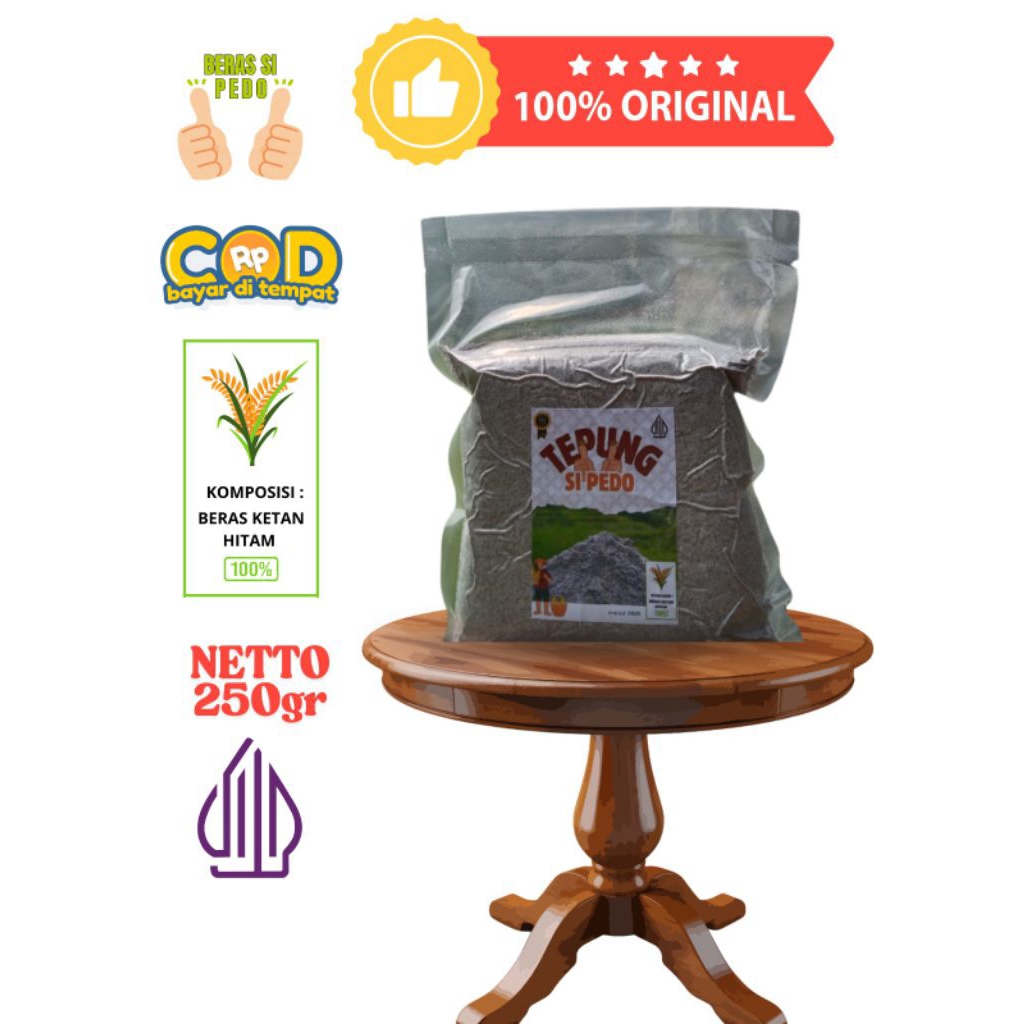 

Tepung Ketan Hitam,Bahan bolu viral asli dari ketan hitam .berat 250,kemasan vacum. Beras si pedo