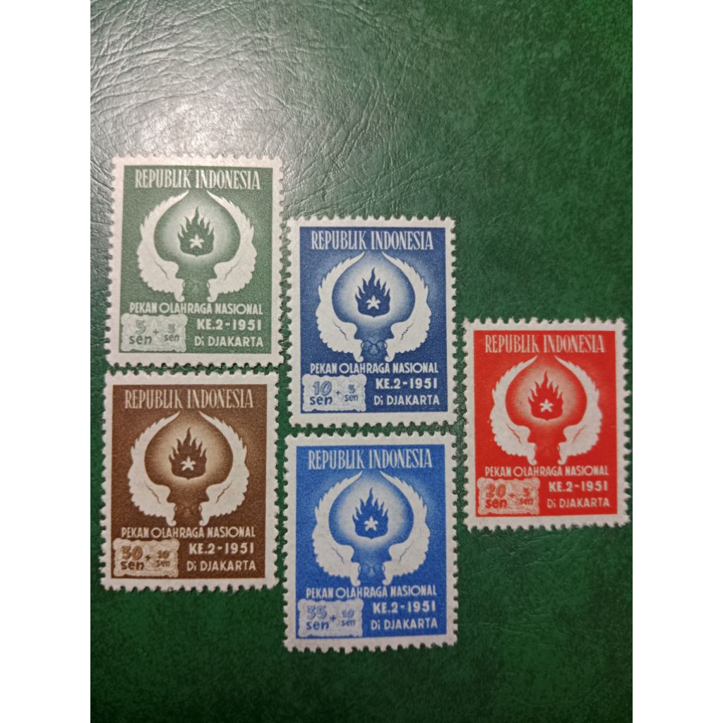 

Prangko Indonesia 5 Pcs PON ke II tahun 1951 UN USED