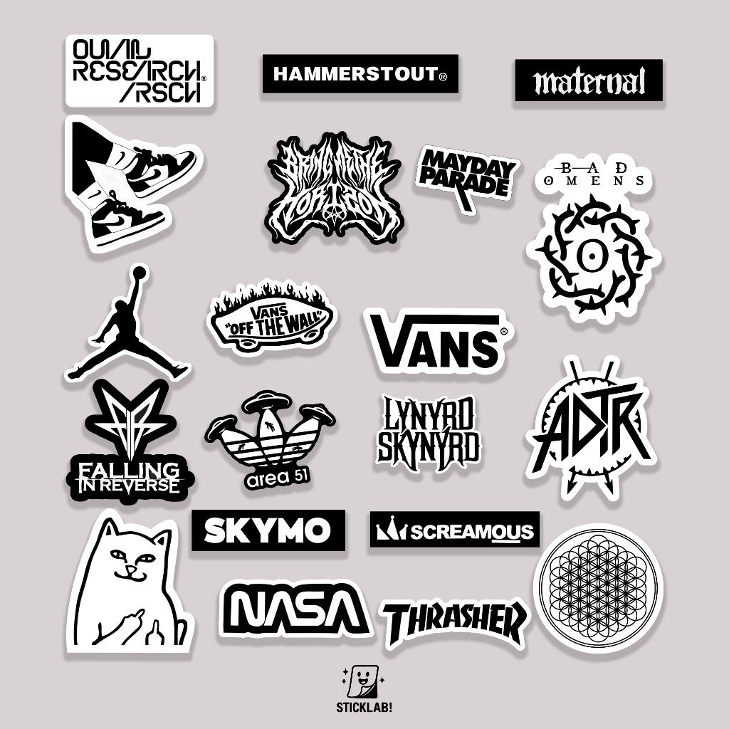 

Sticker Pack HYPE BEAST VOL 22 Aesthetic Vynil Potongan KissCut Tumblr Helm Laptop BLACK & WHITE