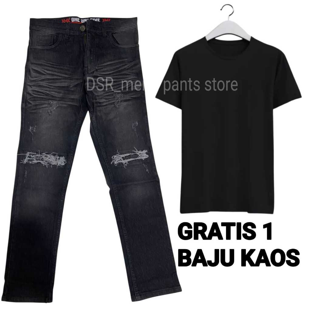 celana panjang jeans/celana panjang pria/celana panjang sobek/Celana Panjang Pria Sobek Lutut