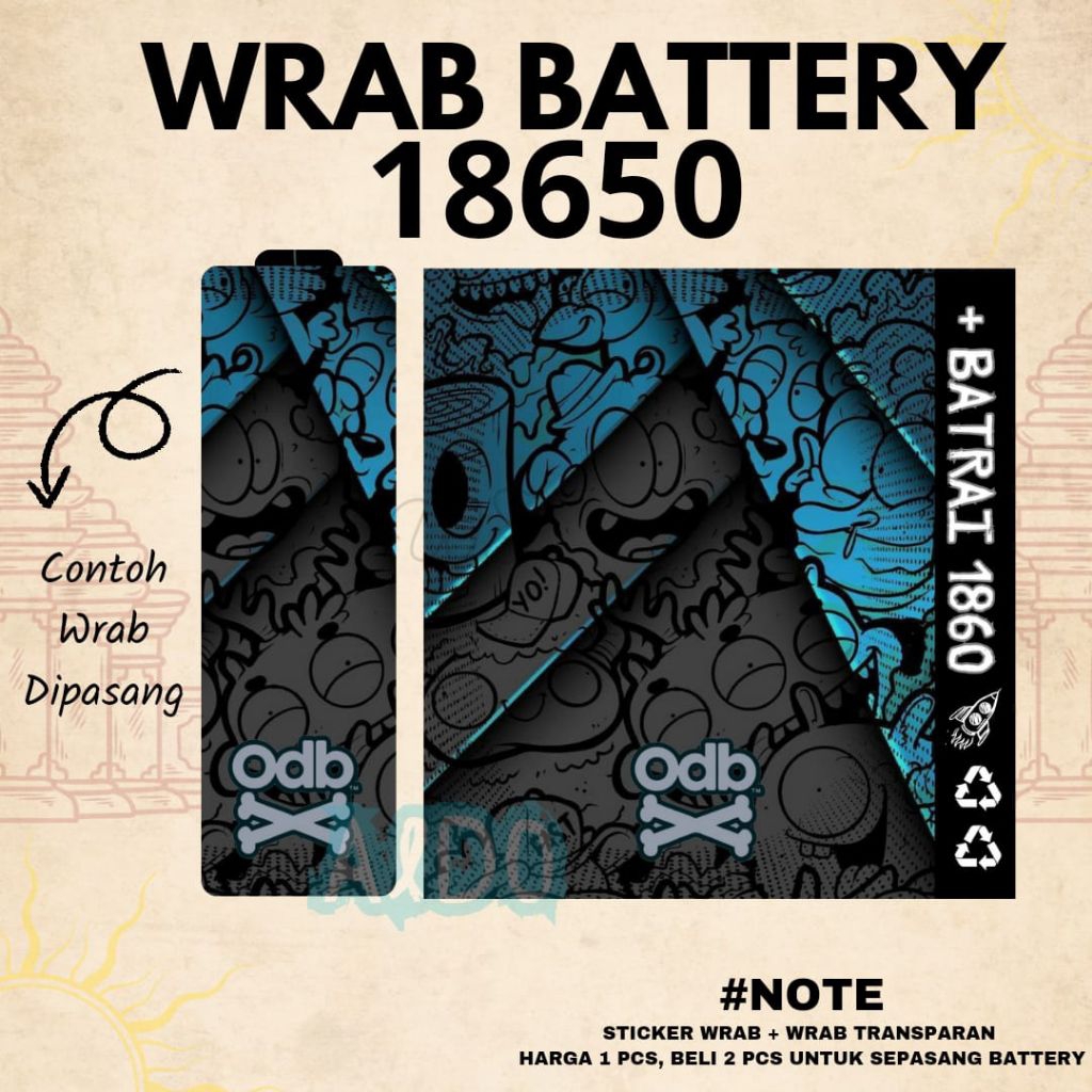 

Stiker Wrap Baterai 18650 Full Motif Abstrak Art - Untuk Melindungi Baterai