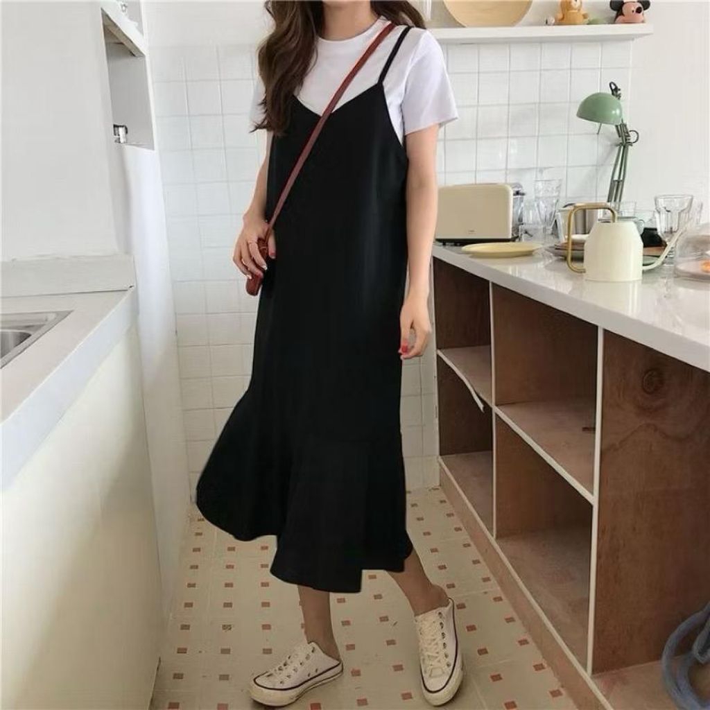 midi dress tali kecil | inner tanpa lengan wanita | long dress camisol singlet