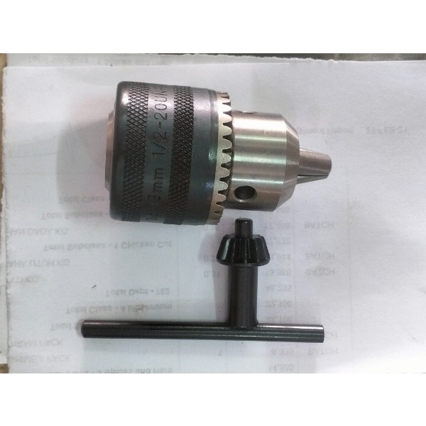 Chuck Bor 13mm 1/2" + Kunci Pengencang – Kepala Bor Mesin Listrik / Bor Duduk