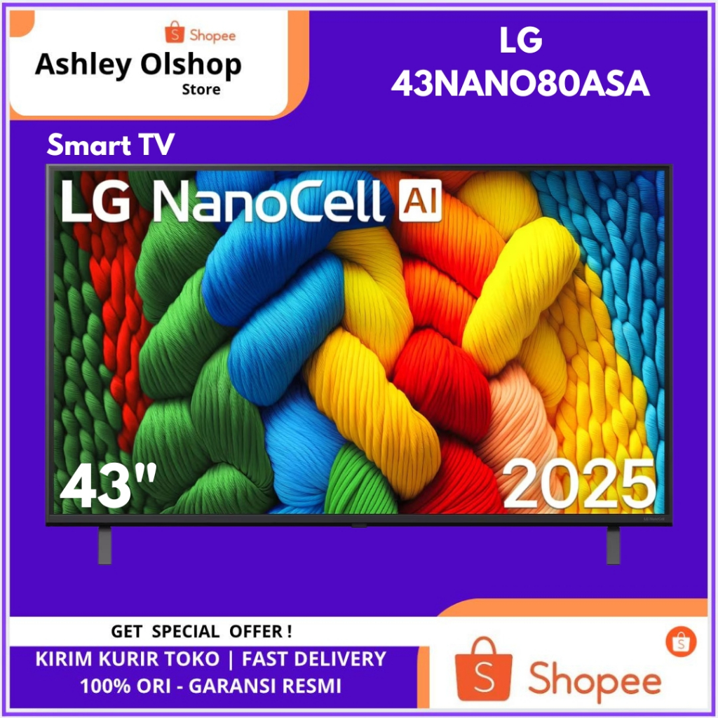 Smart TV 4K 43 Inci LG NanoCell AI NANO80 43 Inch LG 43NANO80ASA LG 43NANO80