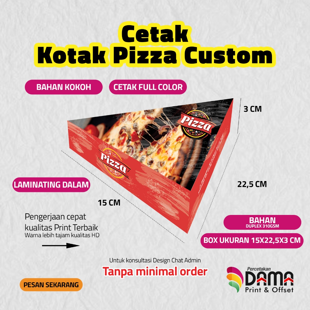 

CETAK KOTAK PIZZA CUSTOM / KOTAK PIZZA 21X50 CM / KOTAK PIZZA MURAH