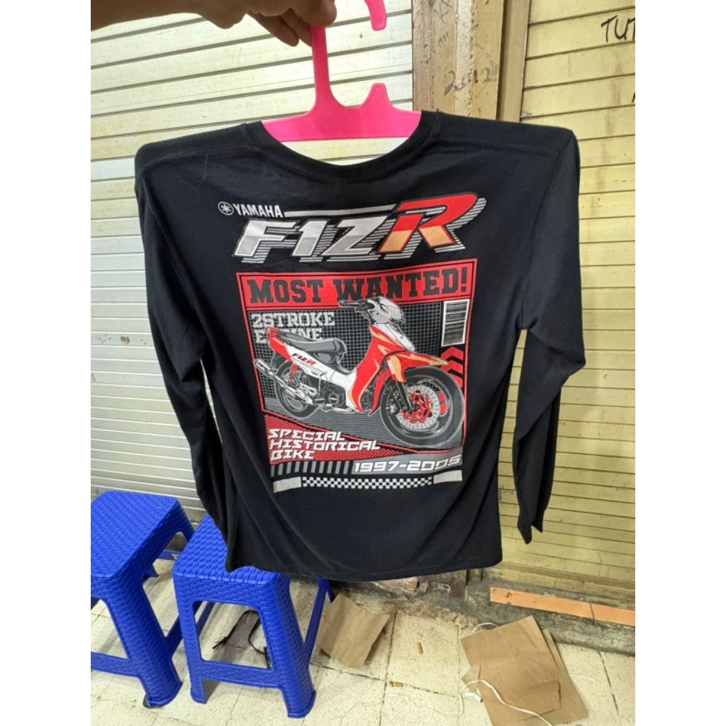 Kaos Lengan Panjang Pria Motor Fiz R Hitam Sablon Kekinian Terbaru