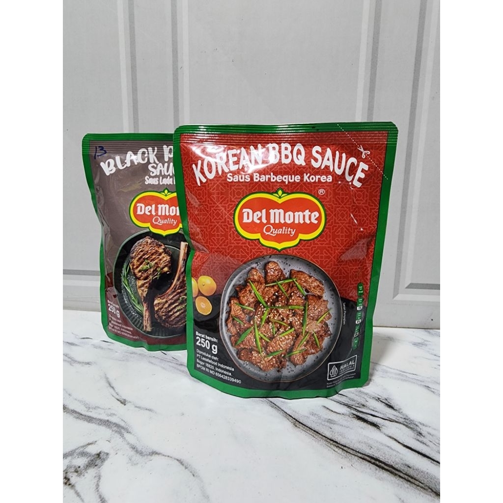 

DEL MONTE BLACK PAPPER SAUCE 250 GRAM / DEL MONTE KOREAN BARBEQUE SAUCE 250 GRAM