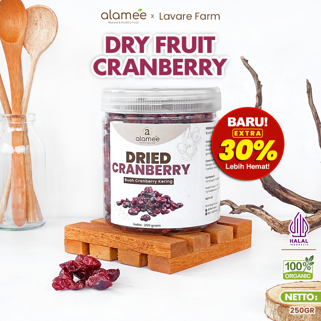 

ALAMEE Buah Kering Cranberry Dried Fruit Cran Berry Cemilan Kranberi Cranberries 250gr BUMA