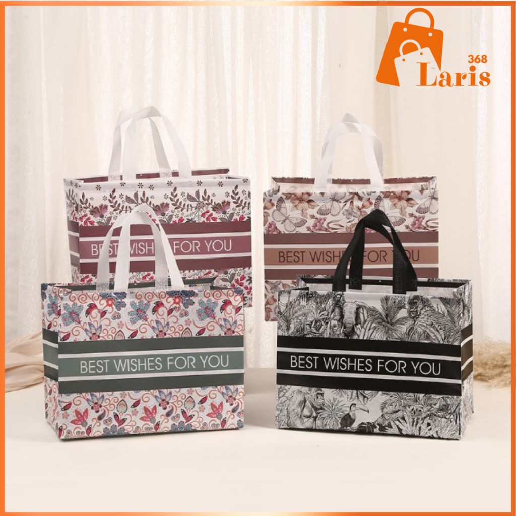 

Laris368 Tas Goodie bag GiftBag Spunbound Bag Anti Air Motif Kekinian Best Wishes Cantik Murah