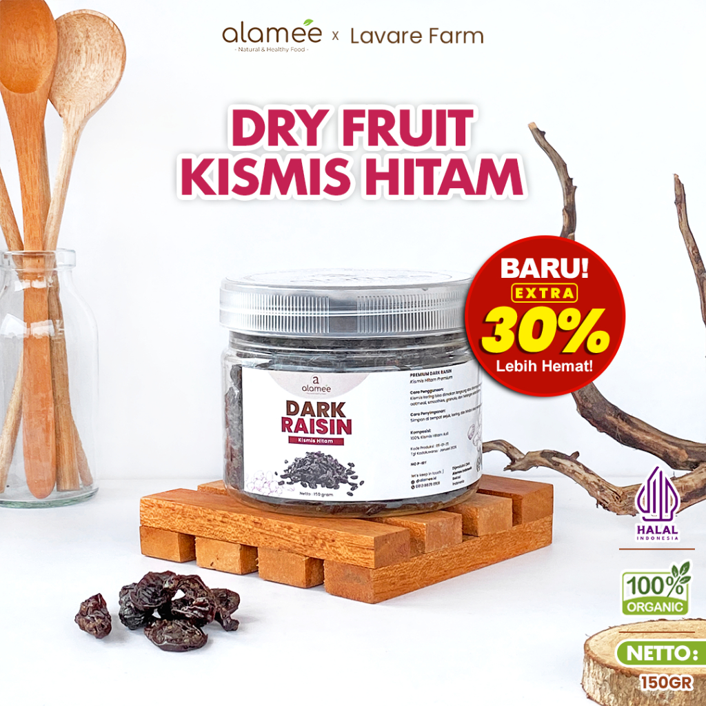 

ALAMEE Kismis Hitam Dark Raisin Black Cemilan Buah Drief Fruit Manis 150gr BUMA