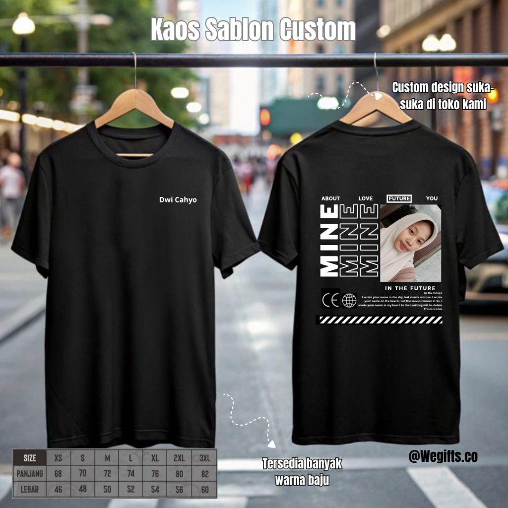 Kaos Sablon Custom MINE IN THE FUTURE/ kaos pasangan/ baju sablon