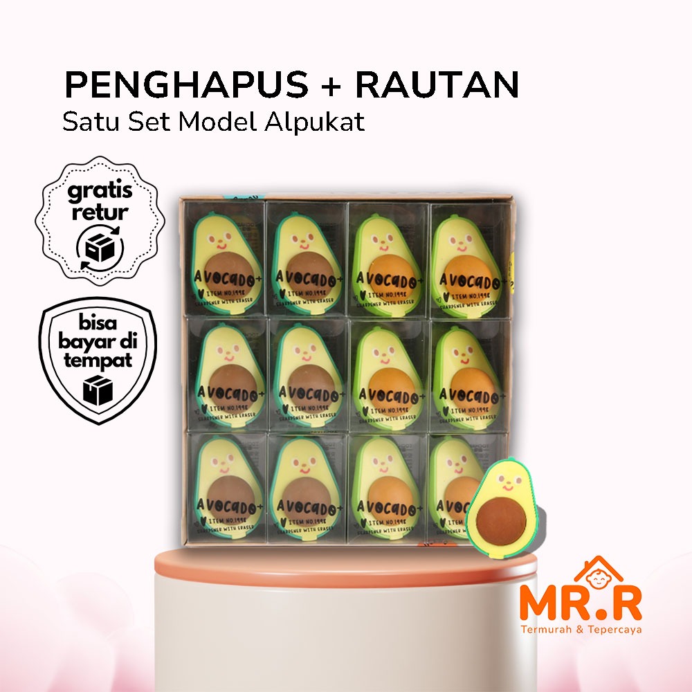 

Eraser Sharpener Set Alat Tulis 2 in 1 Bentuk Alpukat Avocado Set Penghapus Dan Rautan Estetik Lucu Multifungsi