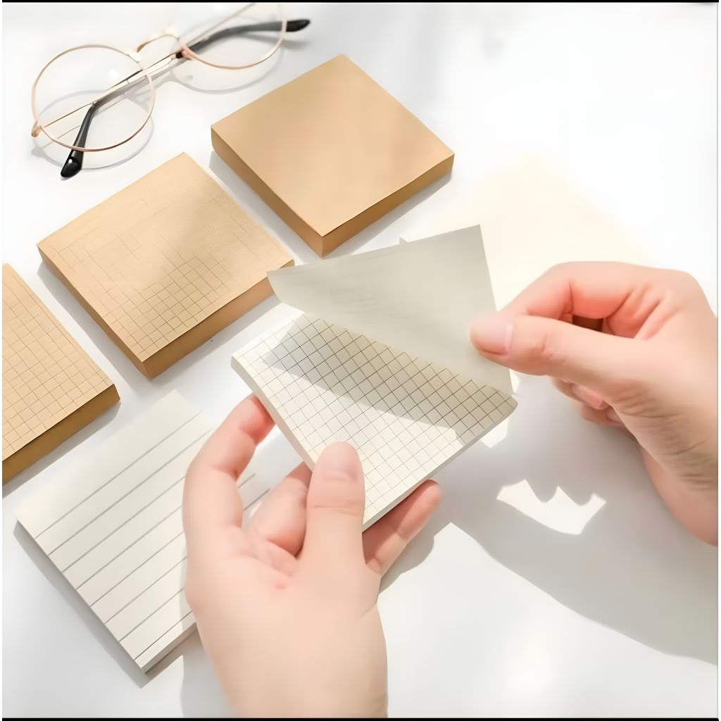 

Memoped grid line dot Memoped Craft Notepad Blank Polos Putih / Coklat dan hvs Murah Catatan Pengingat