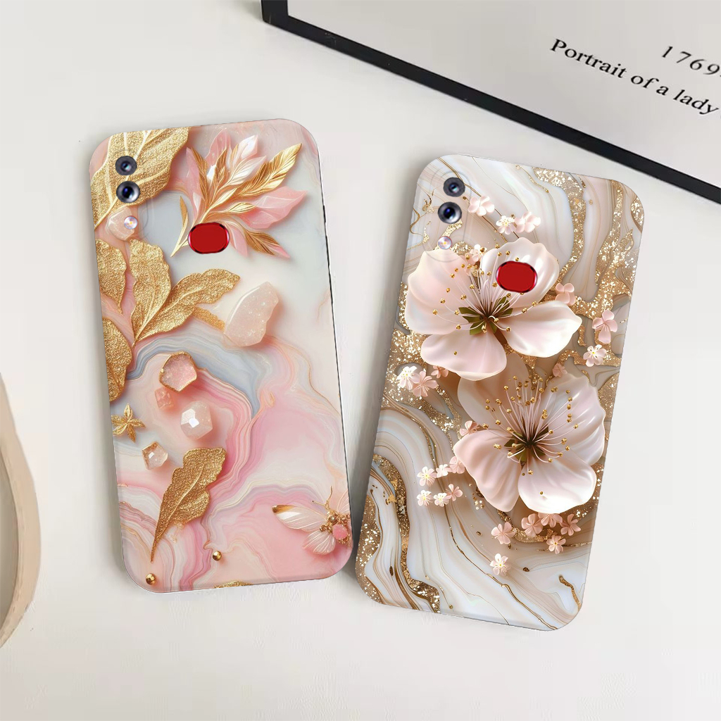 Samsung A10S A20 A20S A30 A30S A50S A50 A7 2018 A10 - Softcase Motif - Gambar Marble Bunga - Silikon