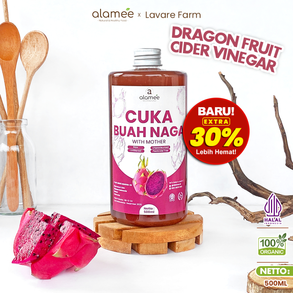 

ALAMEE Cuka Buah Naga Organik Dragon Fruit Cider Vinegar With Mother Fermentasi Probiotik 500ml BUMA