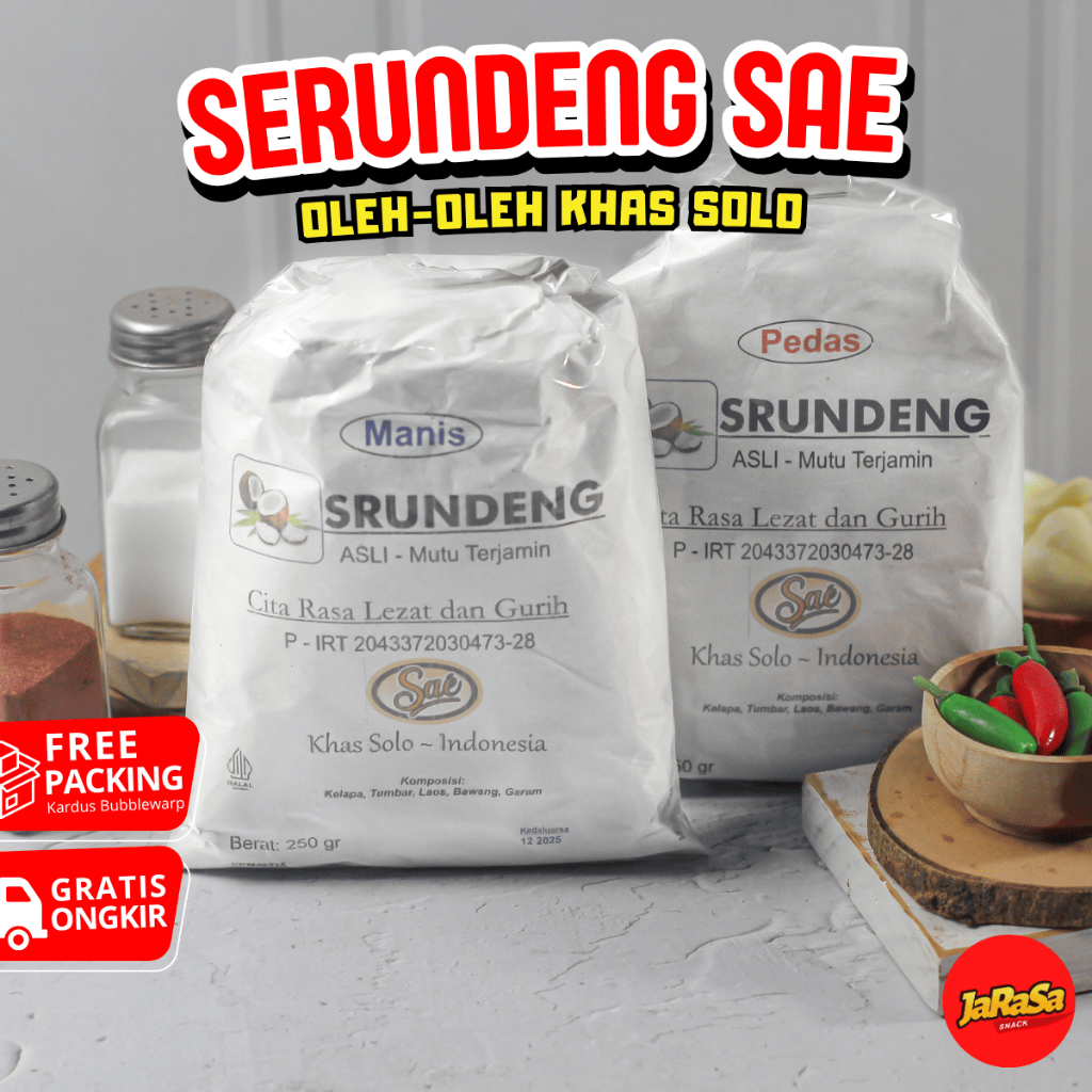 

SERUNDENG KELAPA SAE 250GR MANIS PEDAS KHAS SOLO