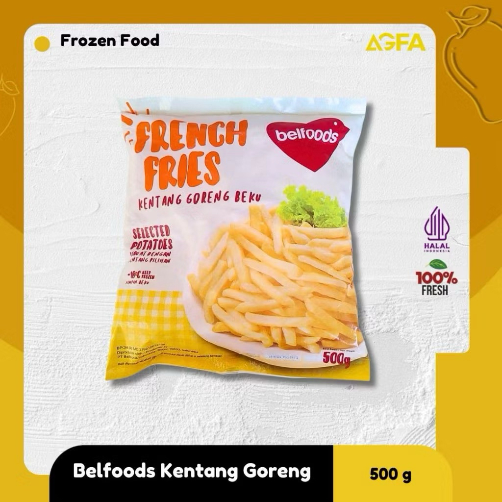 

Belfoods French Fries Kentang Goreng Beku 500gr / Kentang Goreng 500 gram / French Fries Belfoods / Shoestring French Fries