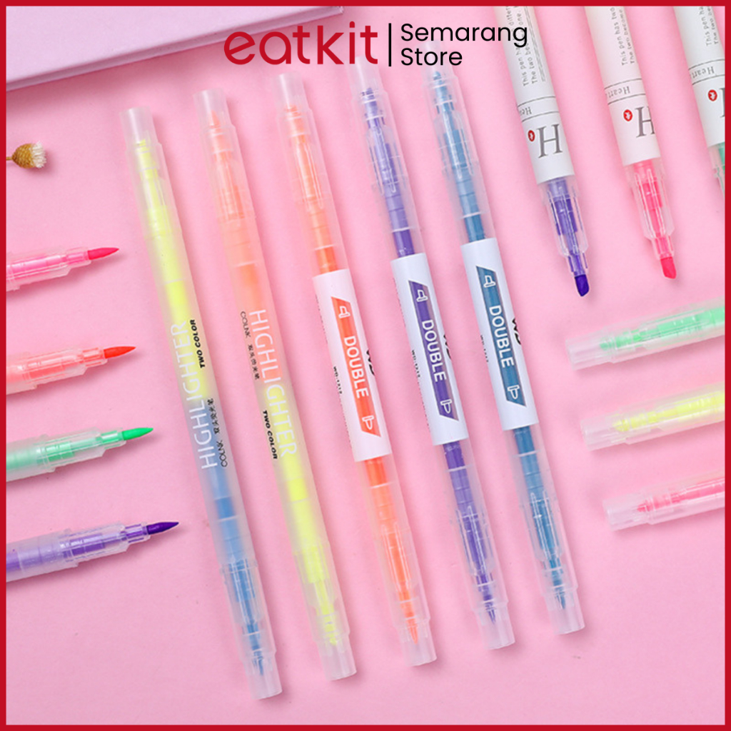 

Eatkit Highlighter Stabilo Warna Warni 6pcs 2 Sisi Pensil Warna Double Color Pena Penanda