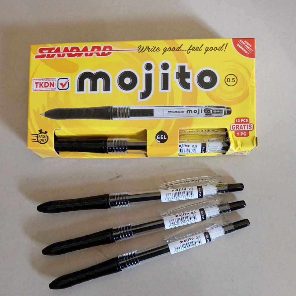 

Pen Standard Mojito 0.5 hitam Gel ( harga untuk 1 pak isi 12+1 )