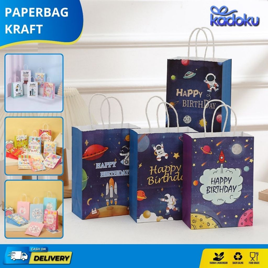 

Paper Bag Baby Boy Baby Girl / Goodiebag Ulang Tahun Motif / Paperbag Ultah Anak Motif Astronot