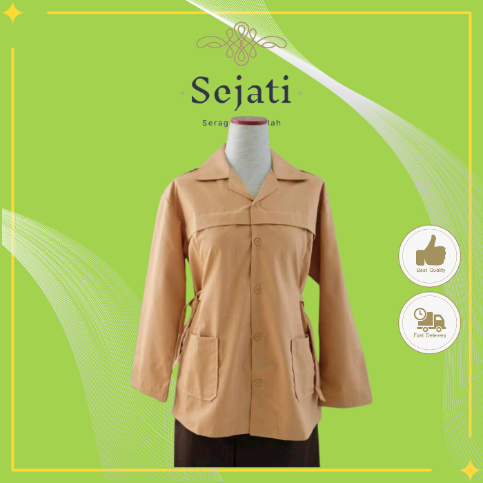 Seragam Sejati Collection Baju Pramuka Perempuan SMA/SMK Lengan panjang Atasan Jas/kerah coklat