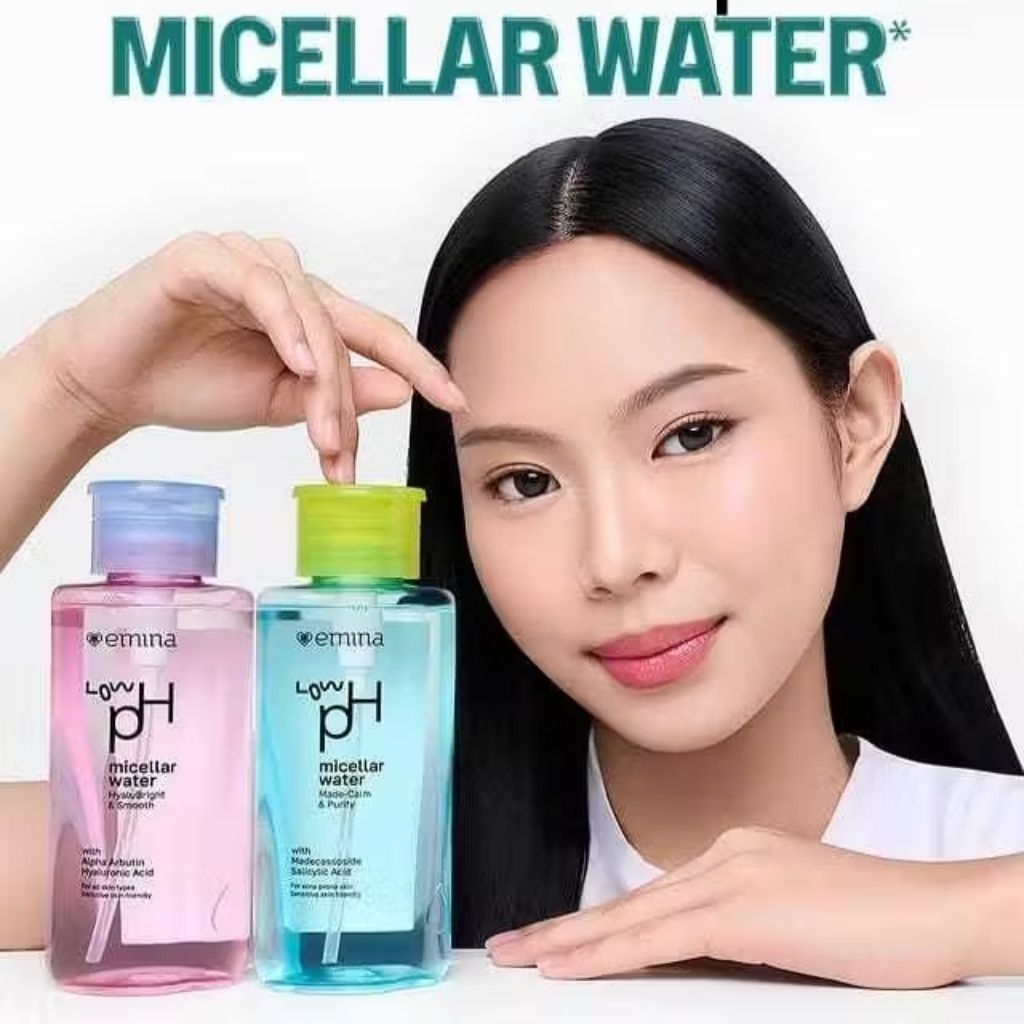 Emina Low Ph Micellar Water 125ml Made-calm & Purify Hyalubright & Smooth Pembersih Wajah Double Cle
