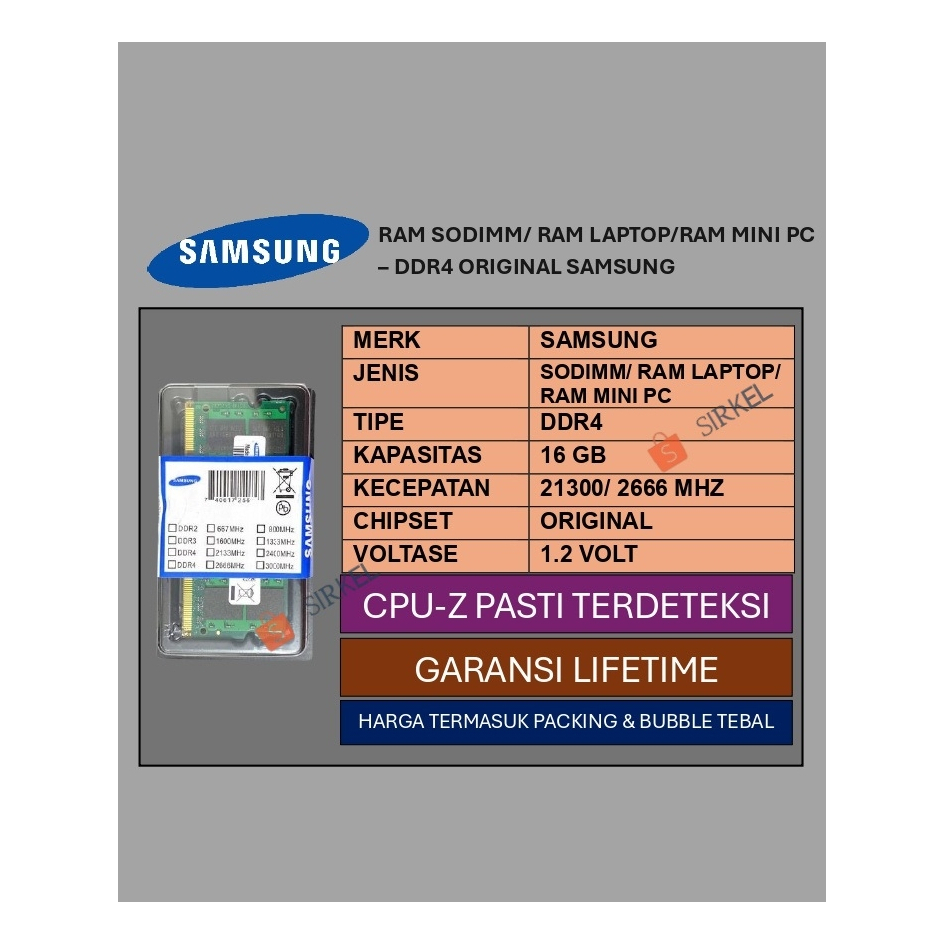RAM DDR4 SAMSUNG 16GB - SODIMM/ RAM LAPTOP/ RAM MINI PC