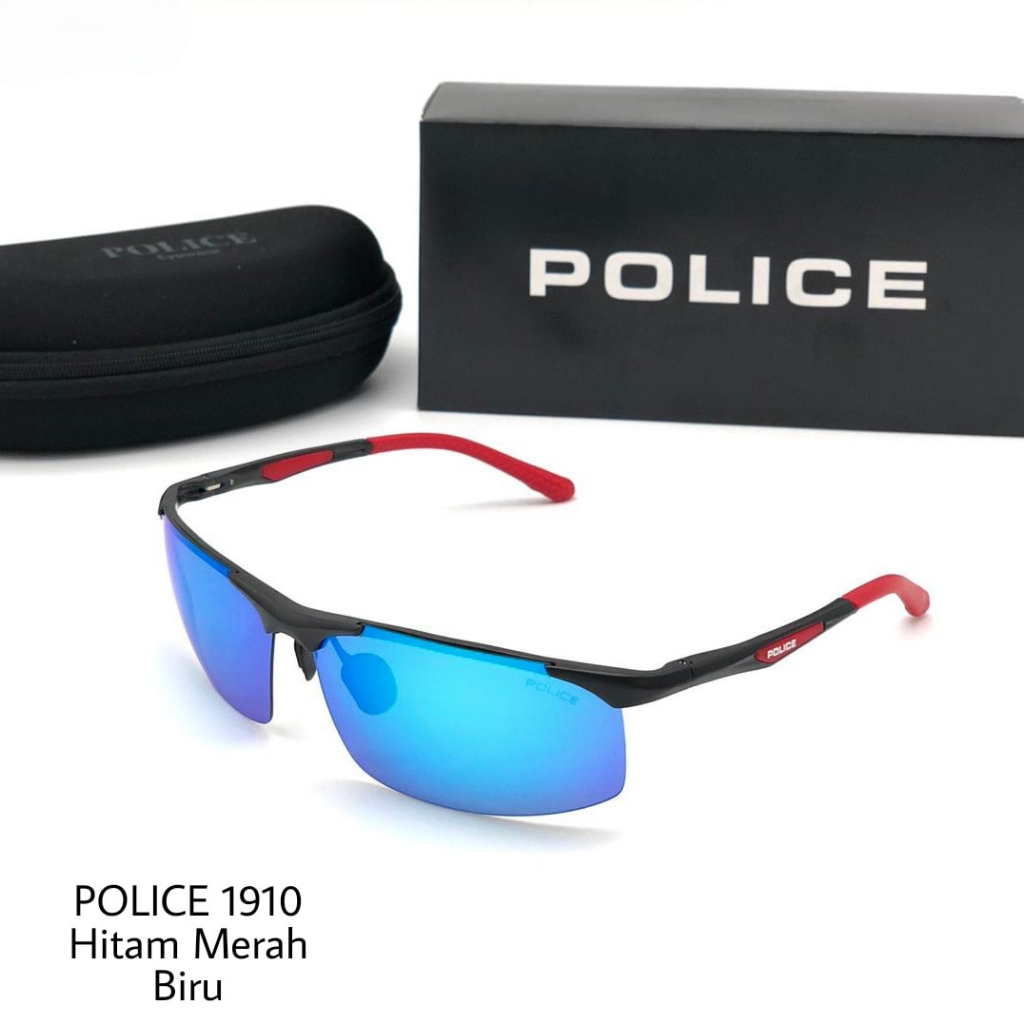 KACAMATA HITAM SPORT POLICE 1910 TERBARU LENSA POLARIZED ANTISILAU ANTIRADIASI OUTDOOR INDOOR BERSEP