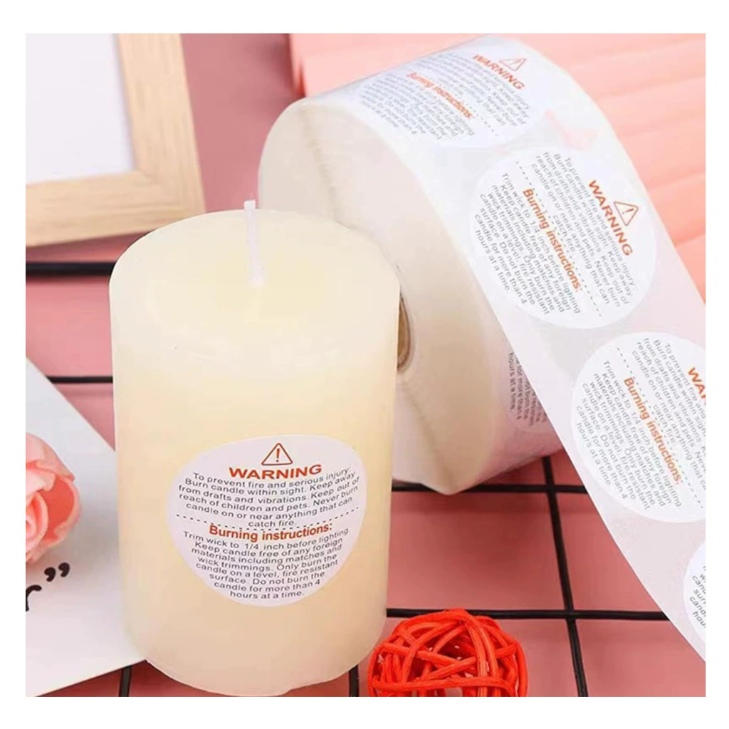 1 Roll/500Pcs Stiker Tempel Warning Candle / Stiker Tempel Peringatan Lilin Premium Terbaik Berkuali
