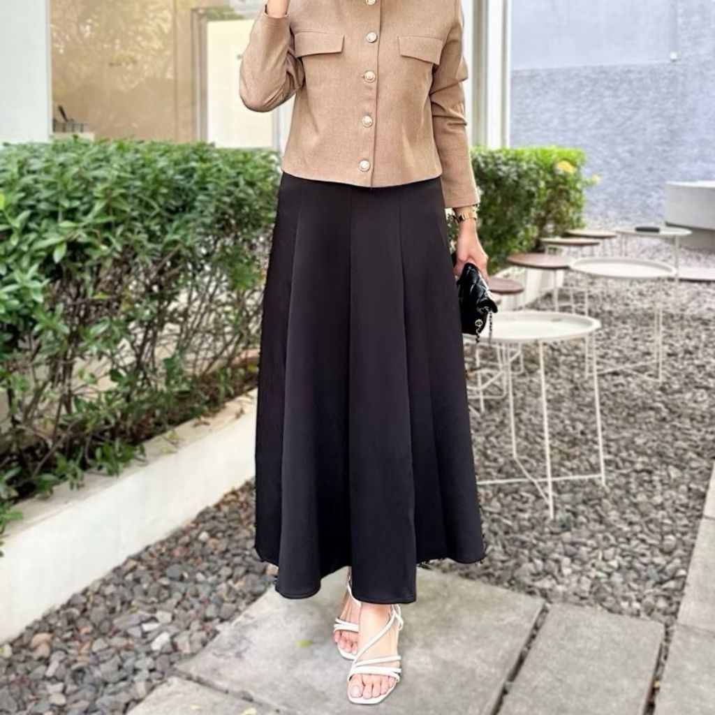 Rok Mayung Jodha Scuba Premium // Rok Mayung Maxi Flare Skirt Wanita Model A Line