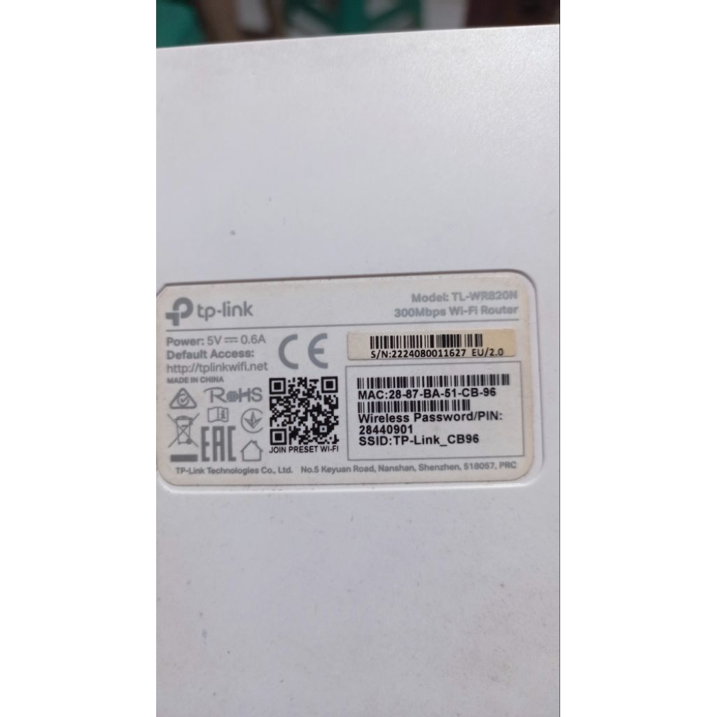 TPLINK WR820N Bekas Normal