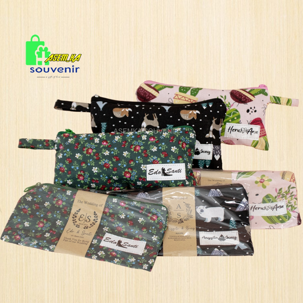 

Dompet Souvenir Premium Canvas Custom Pernikahan Pengantin Wedding Engagement