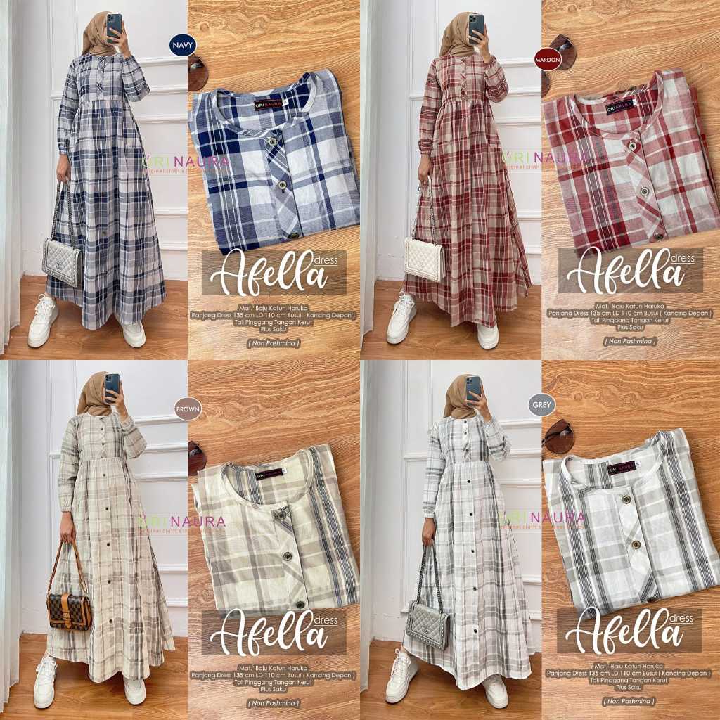 Ori Naura Square Maxy Dress Gamis Modern Square Katun Premium