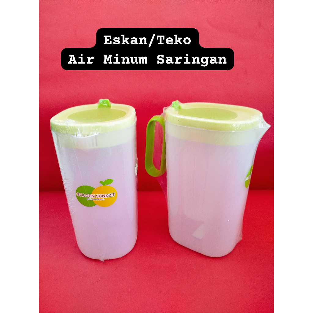 Eskan Golden Sunkist Teko Air Besar Plastik  tutup hijau KAP 3042 + Saringan 1500ml